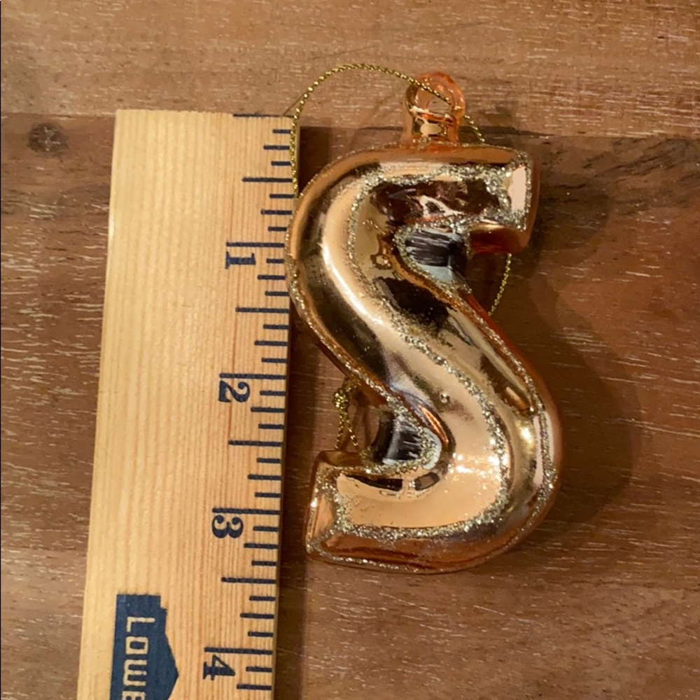 West Elm Glass Ornament Letter “S”. NEW